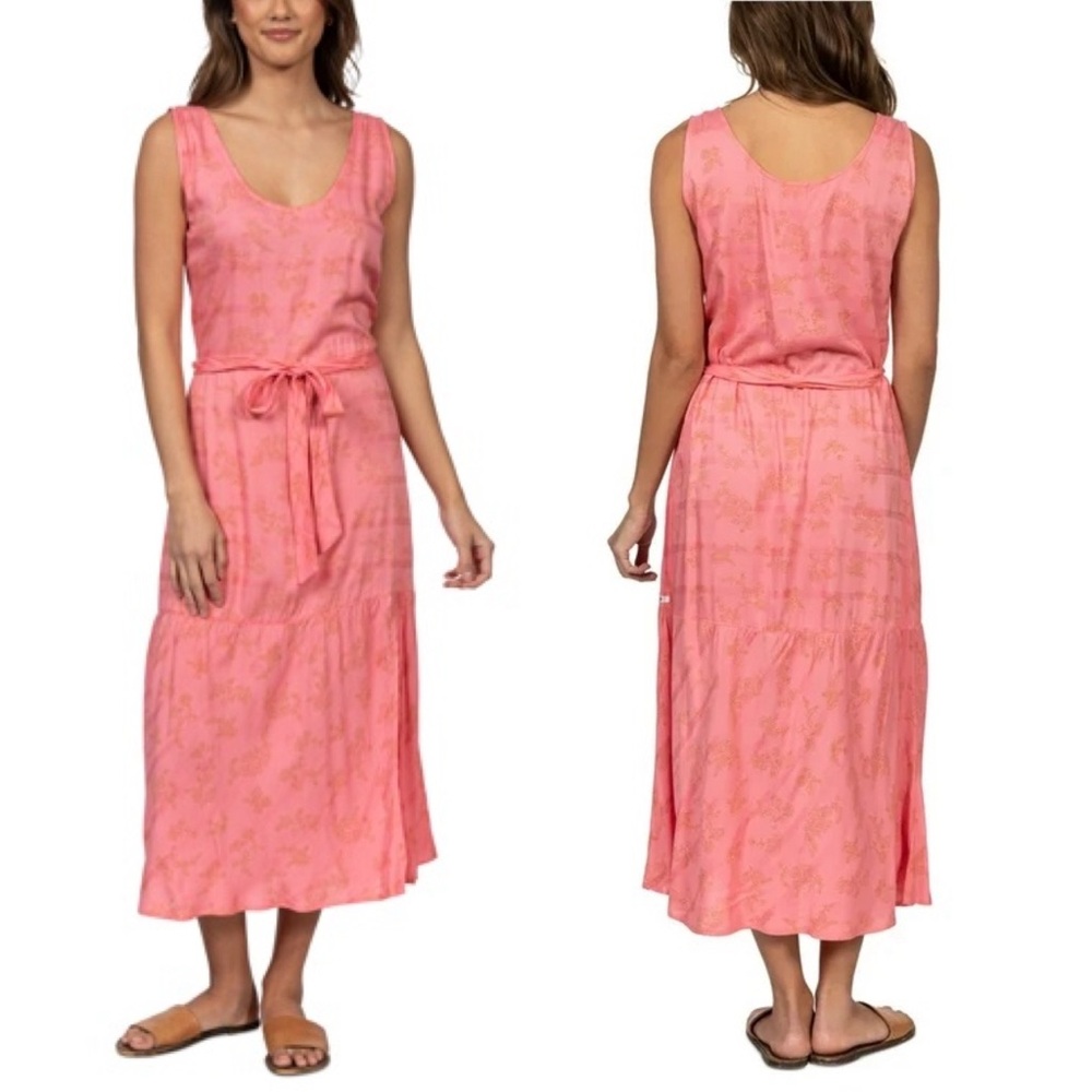 Hurley Monroe Sleeveless Tie Waist Maxi Dress Size XS NWT Peach Blossom